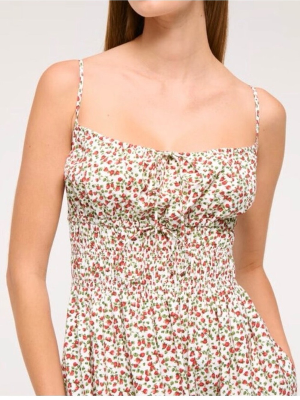 Abercrombie & Fitch Cream Maxi Dress with Red Floral Print - Picture 2 of 7